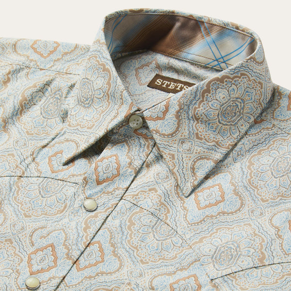 Men's Aqua Paisley Shirt - Stetson