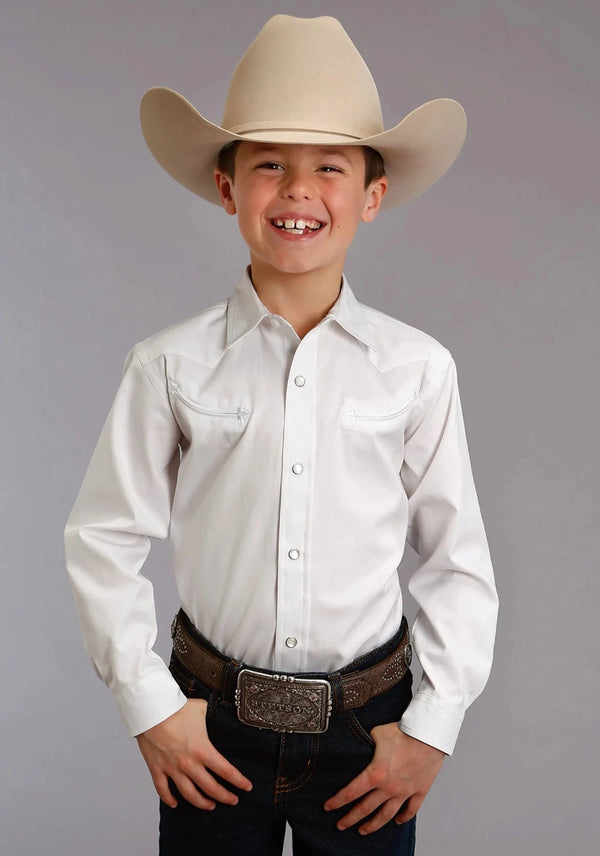 Boys White Stetson Snap Shirt