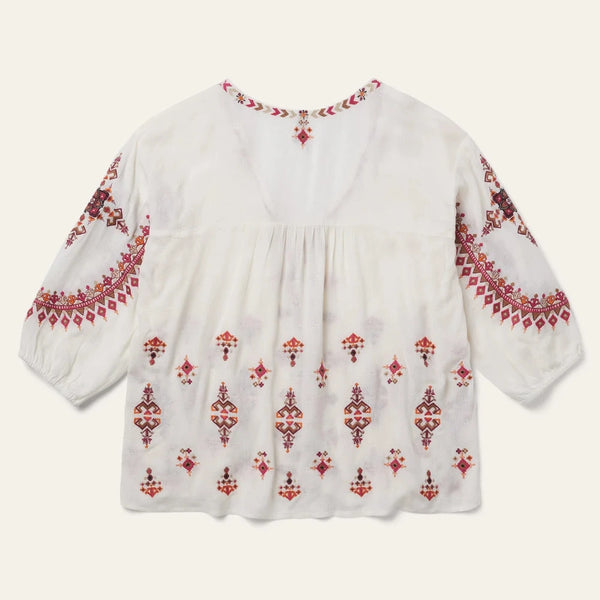 White Dobby Peasant Blouse - Stetson