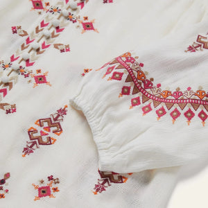 White Dobby Peasant Blouse - Stetson