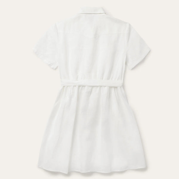 1610 Tonal White Striped Linen Dress - Stetson