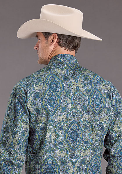 Men's Blue Paisley Snap Shirt - Stetson