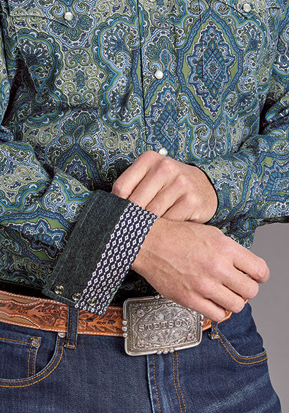 Men's Blue Paisley Snap Shirt - Stetson