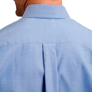 Men's Blue Solid Oxford Pinpoint Shirt - Stetson
