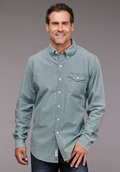 MENS L/S SHIRT CHAMBRAY BUTTON SHIRT - STETSON