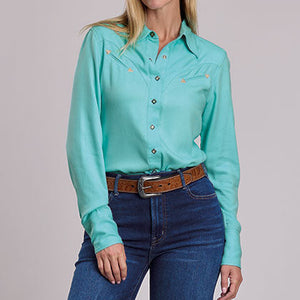 Women's Turquoise Rayon Blouse - Stetson