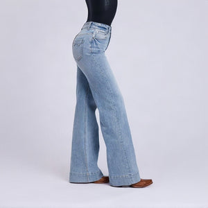 Women's High Rise Wide Leg Jeans Med Wash - Stetson