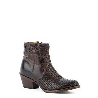 Women's Distressed Brown Basket Weave Boot - Stetson