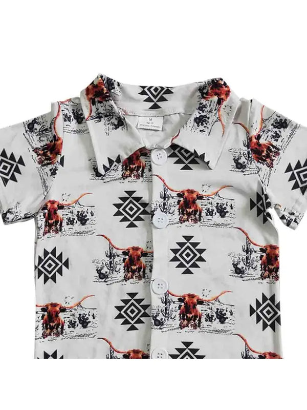 Toddlers Western Cow Button Up Shirt