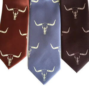 Men's Longhorn Steer Print Necktie - Cyberoptix Tie Lab