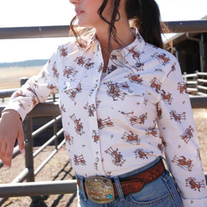 Women's Western Print Snap Shirt  - Cruel Girl