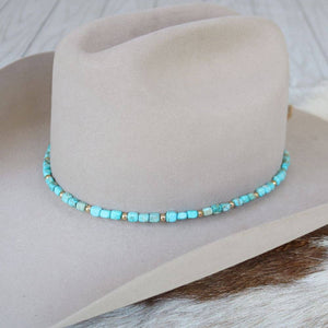 Chunky Turquoise Stone Hat Band/Ellis - Willow Lane Hat Co.