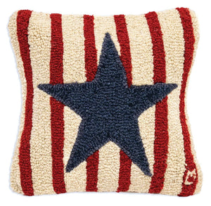 Stars and Stripes Hooked Wool Pillow - Chandler 4 Corners