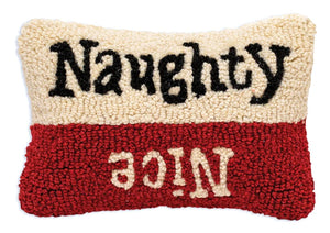 Naughty or NIce Hooked Wool Pillow - Chandler 4 Corners