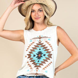 Women's Aztec Graphic Sleeveless Top - Avery