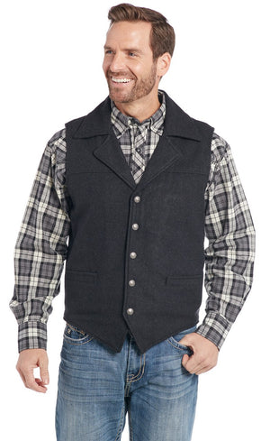 Men's Black Wool Vest - Cripple Creek