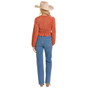 Women's Plisse V-Neck Shirt - Rock & Roll Denim