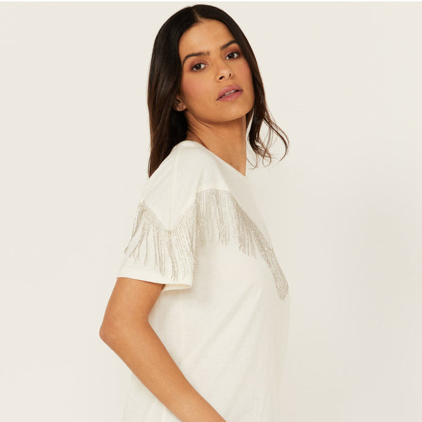 Women's Chain Fringe Tee - Rock & Roll Demin