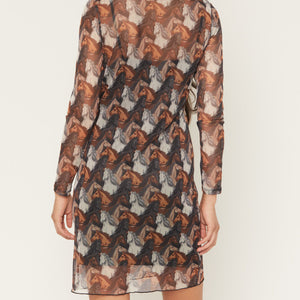 Women's Horse Print Mesh Dress- Rock & Roll Denim