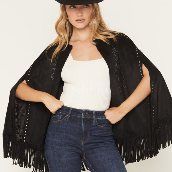 Women's Fringe Studded Cape - Rock & Roll Denim