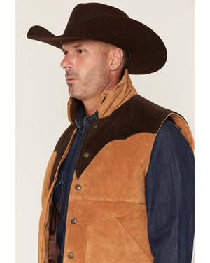 Men's Suede Color Block Snap Puffer Vest - Cripple Creek