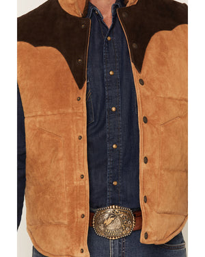 Men's Suede Color Block Snap Puffer Vest - Cripple Creek