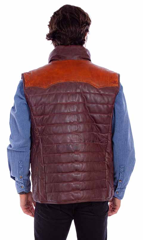 Men's 2-Tone Leather Puffy Vest - Scully