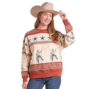 Women's Cowboy Crew Neck Pullover - Panhandle Slim