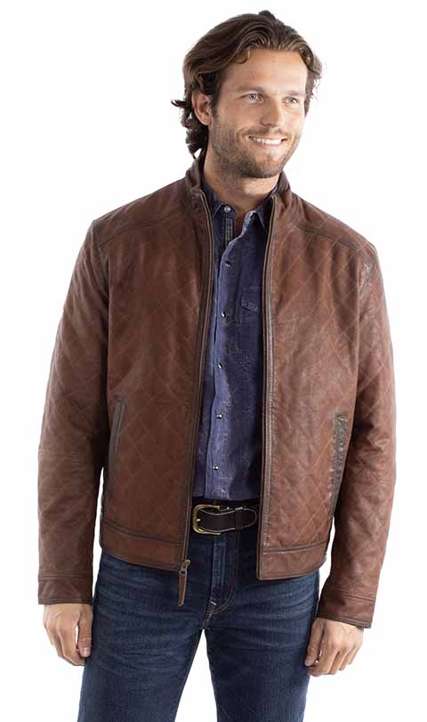 Men's Quilted Leather Jacket - Scully