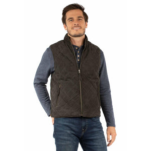 Men's Quilted Leather Vest- Scully