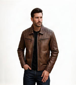 Men's Classic Zip-front Leather Jacket - Scully