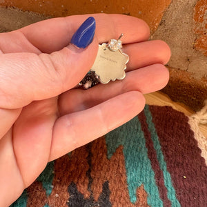 White Buffalo with Turquoise Post Earrings - Nizhoni Traders LLC
