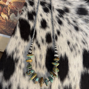 Graduated Sterling Pearls & Turquoise Necklace  - Z Bar