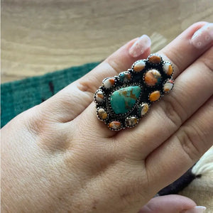 Turquoise Spice & Sterling Ring - Nizhoni Traders LLC