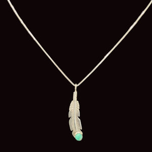 Navajo Feather w Turquoise Necklace - Matt 925 Inc.