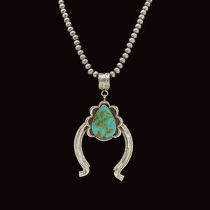Navajo Turquoise Squash Blossom  Necklace - Matt 925 Inc.