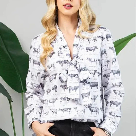 Herd Print Front-Tie Top - Avery