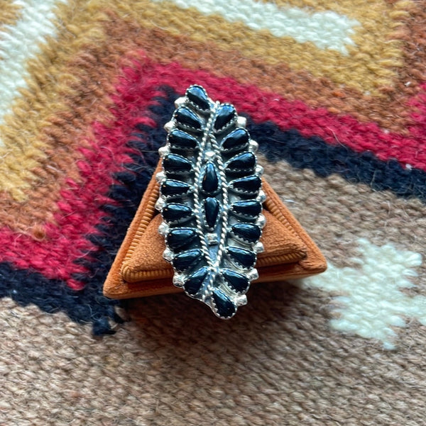 Navajo Black Onyx Cluster Ring - Nizhoni Traders LLC