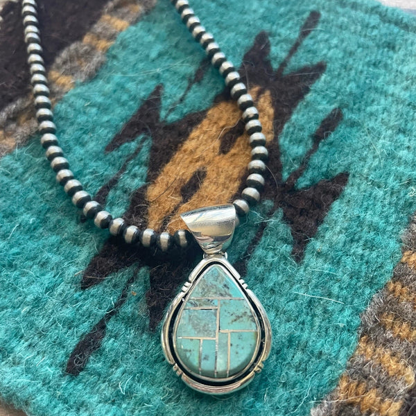 Number 8 Turquoise Inlay Pendant - Nizhoni Traders LLC