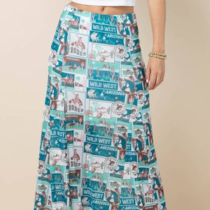 BAILEY WILD WEST PRINT MESH LINED MAXI SKIRT - Avery