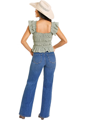 Women's Ruched Tank Top Jade - Rock & Roll Denim