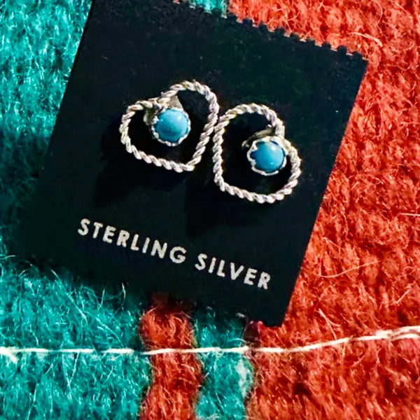 Navajo Turquoise Heart Earrings - Nizhoni Traders LLC