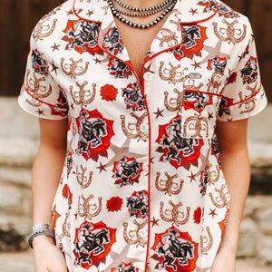Rose Cowboy Printed Button Down Set - Lucky & Blessed