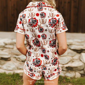 Rose Cowboy Printed Button Down Set - Lucky & Blessed