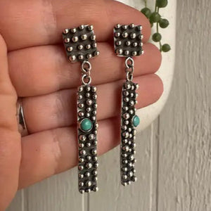 Turquoise Sterling Dangle Earrings - Nizhoni Traders LLC