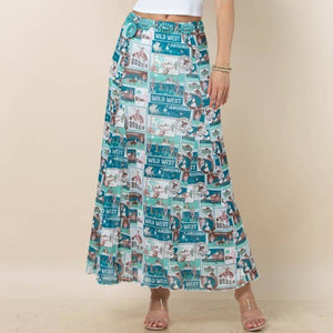 BAILEY WILD WEST PRINT MESH LINED MAXI SKIRT - Avery