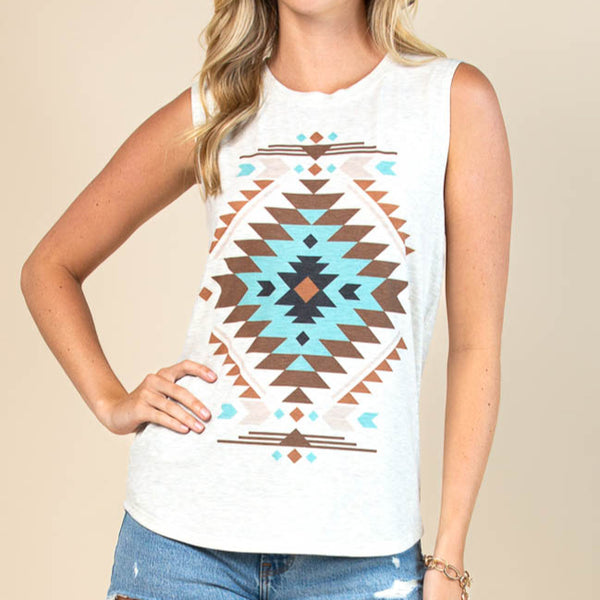 BARB Aztec Graphic Sleeveless Top - Avery