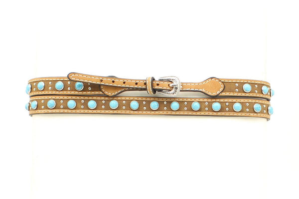 GENUINE LEATHER HATBAND WITH TURQUOISE - M&F Western Products