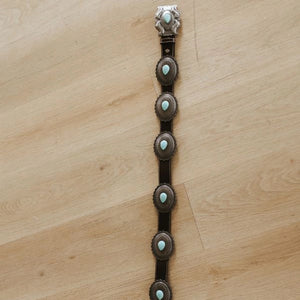 Leather Concho Belt W/Turquoise- Lucky & Blessed