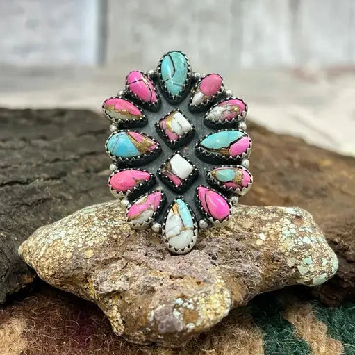 Cotton Candy Turquoise Ring- Nizhoni Traders LLC